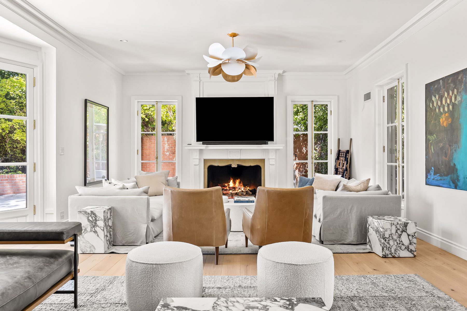 Living room with fireplace